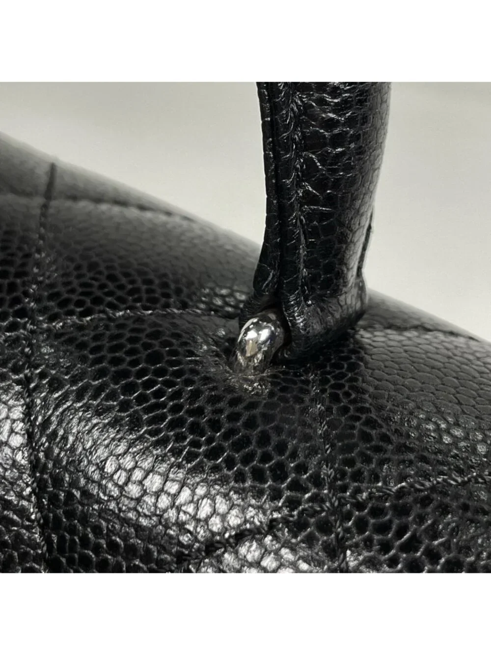 Chanel CC Logo Handbag Quilted Caviar Leather Black